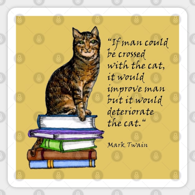 Mark Twain Cat Quote Sticker by katydidkay